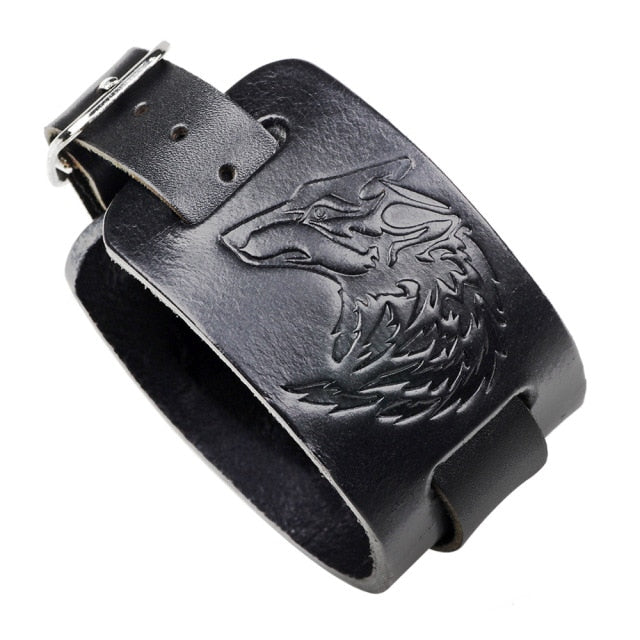 Stainless Steel Viking Odins Wolves Bracelet - The Midgard Emporium